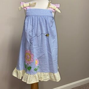 Blueberi boulevard seersucker flower bumblebee sundress size 4t